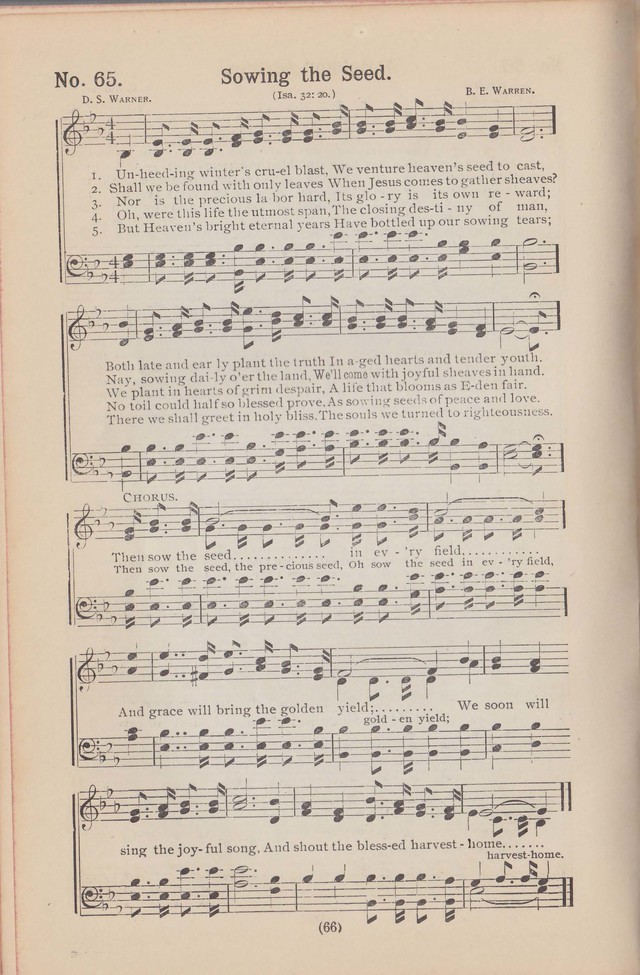 Salvation Echoes: a new collection of spiritual songs; hymning the tidings of full salvation page 66