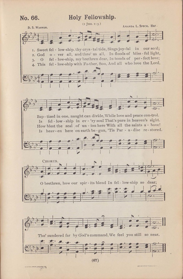 Salvation Echoes: a new collection of spiritual songs; hymning the tidings of full salvation page 67