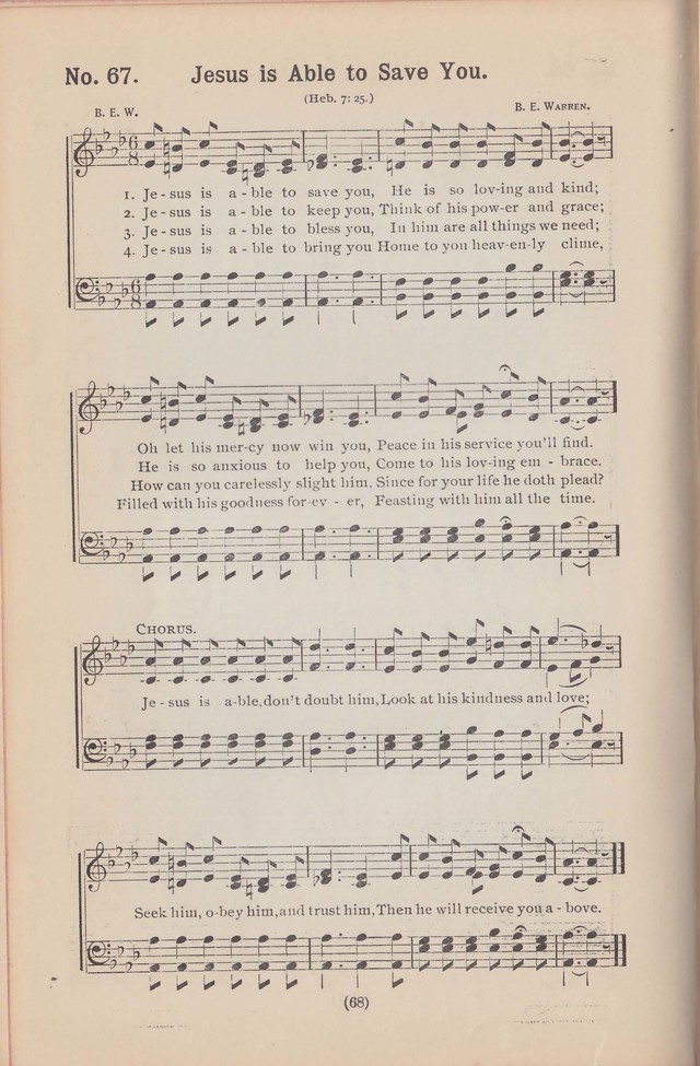 Salvation Echoes: a new collection of spiritual songs; hymning the tidings of full salvation page 68