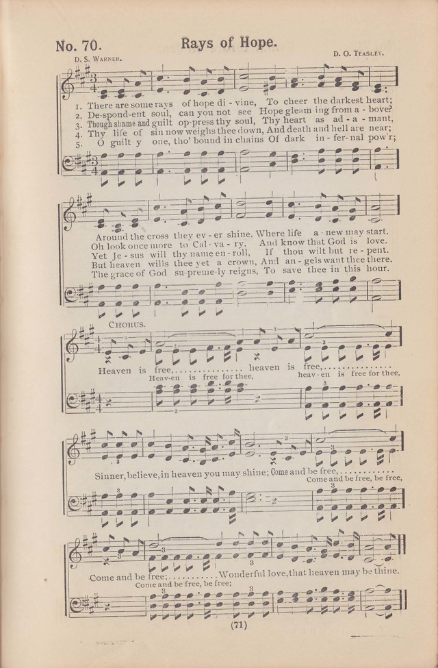 Salvation Echoes: a new collection of spiritual songs; hymning the tidings of full salvation page 71