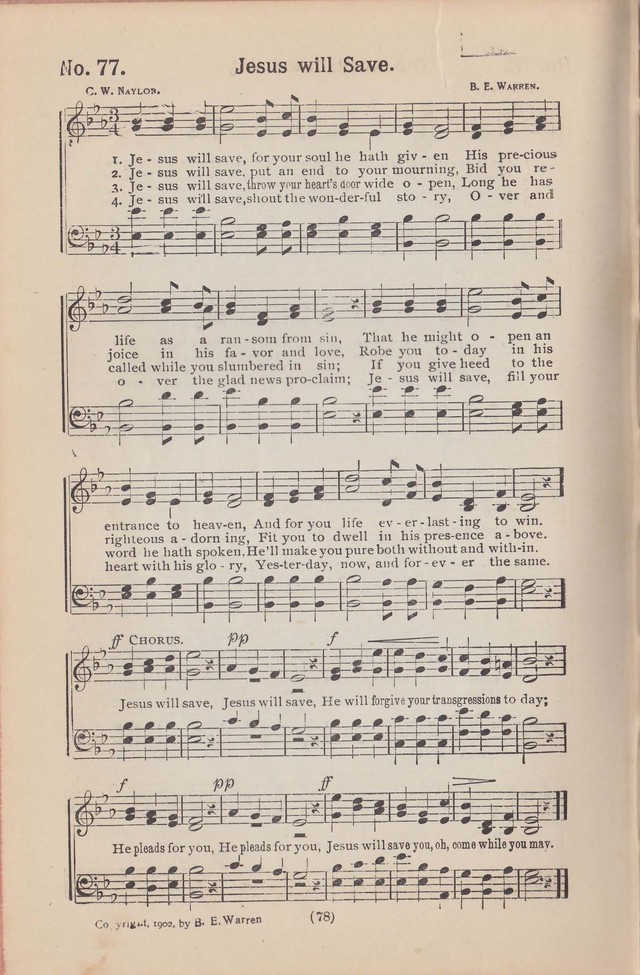 Salvation Echoes: a new collection of spiritual songs; hymning the tidings of full salvation page 78