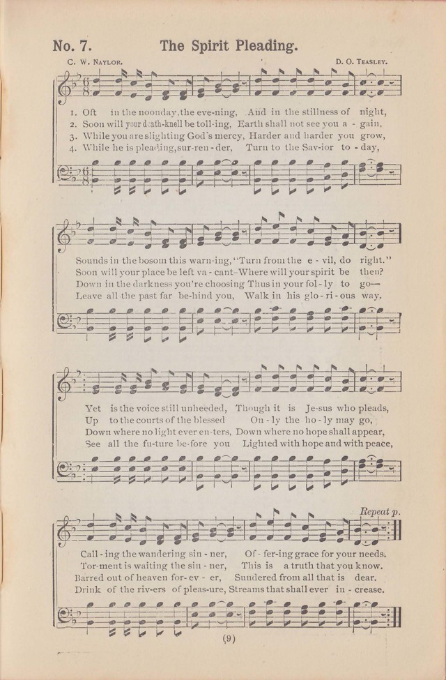 Salvation Echoes: a new collection of spiritual songs; hymning the tidings of full salvation page 9