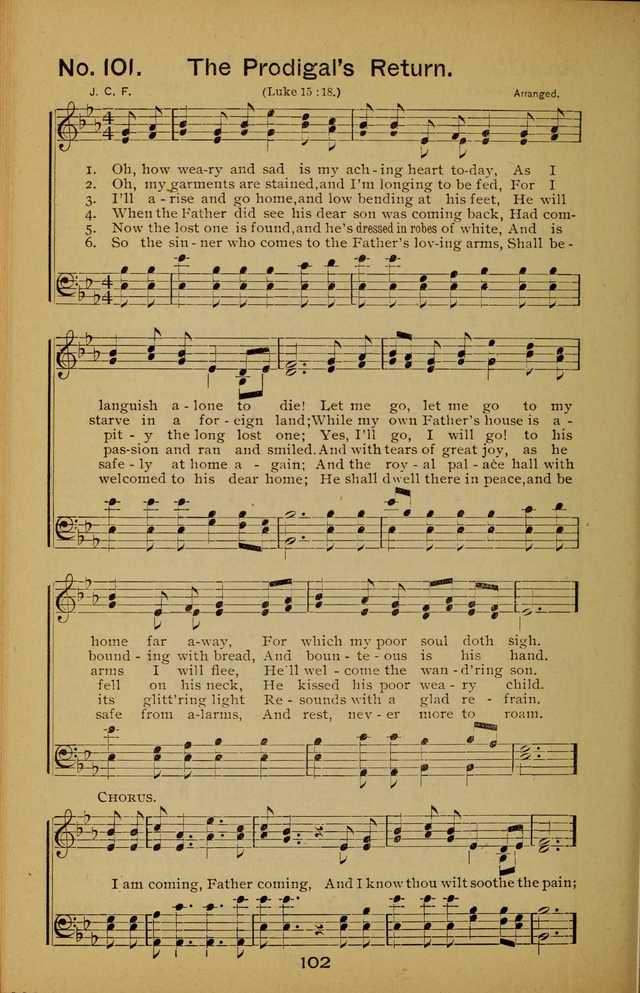 Songs of the Evening Light: for Sunday schools, missionary and revival meetings and gospel work in general page 102