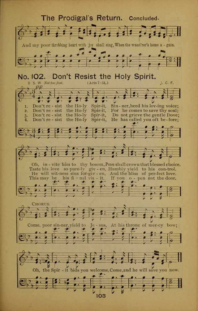 Songs of the Evening Light: for Sunday schools, missionary and revival meetings and gospel work in general page 103