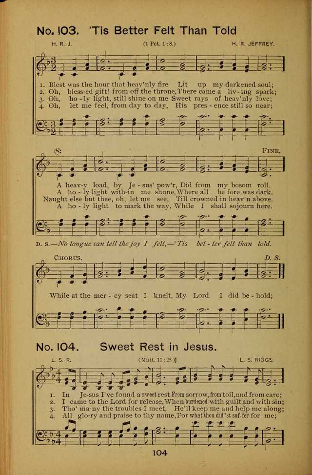 Songs of the Evening Light: for Sunday schools, missionary and revival meetings and gospel work in general page 104