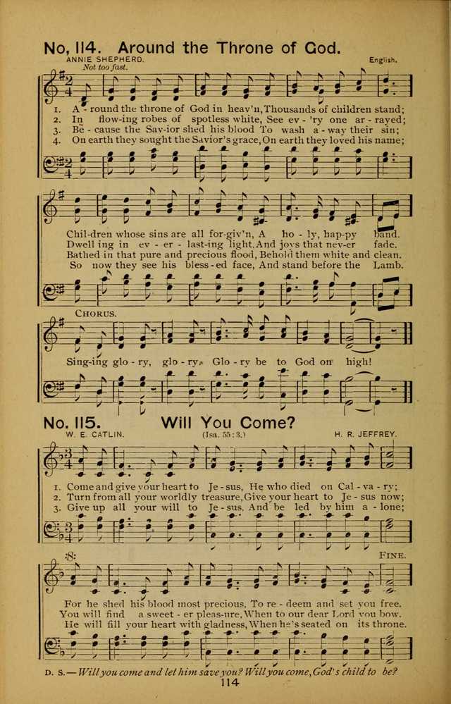 Songs of the Evening Light: for Sunday schools, missionary and revival meetings and gospel work in general page 114