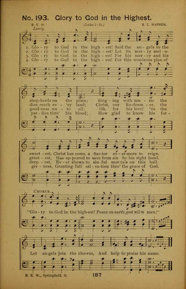 Songs of the Evening Light: for Sunday schools, missionary and revival meetings and gospel work in general page 187