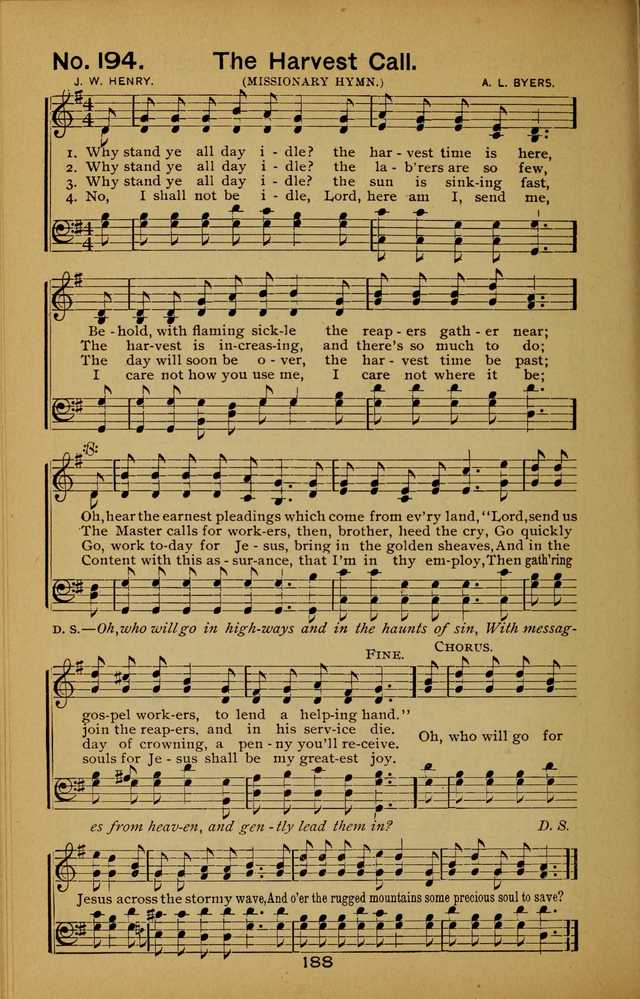 Songs of the Evening Light: for Sunday schools, missionary and revival meetings and gospel work in general page 188