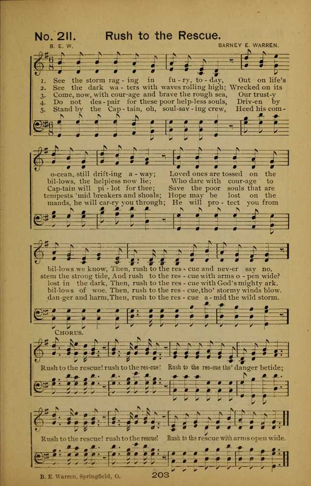 Songs of the Evening Light: for Sunday schools, missionary and revival meetings and gospel work in general page 203