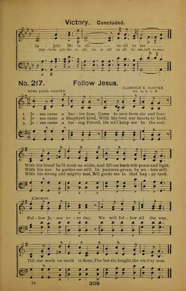 Songs of the Evening Light: for Sunday schools, missionary and revival meetings and gospel work in general page 209