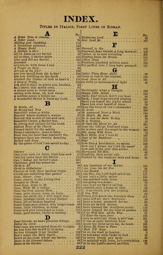 Songs of the Evening Light: for Sunday schools, missionary and revival meetings and gospel work in general page 222