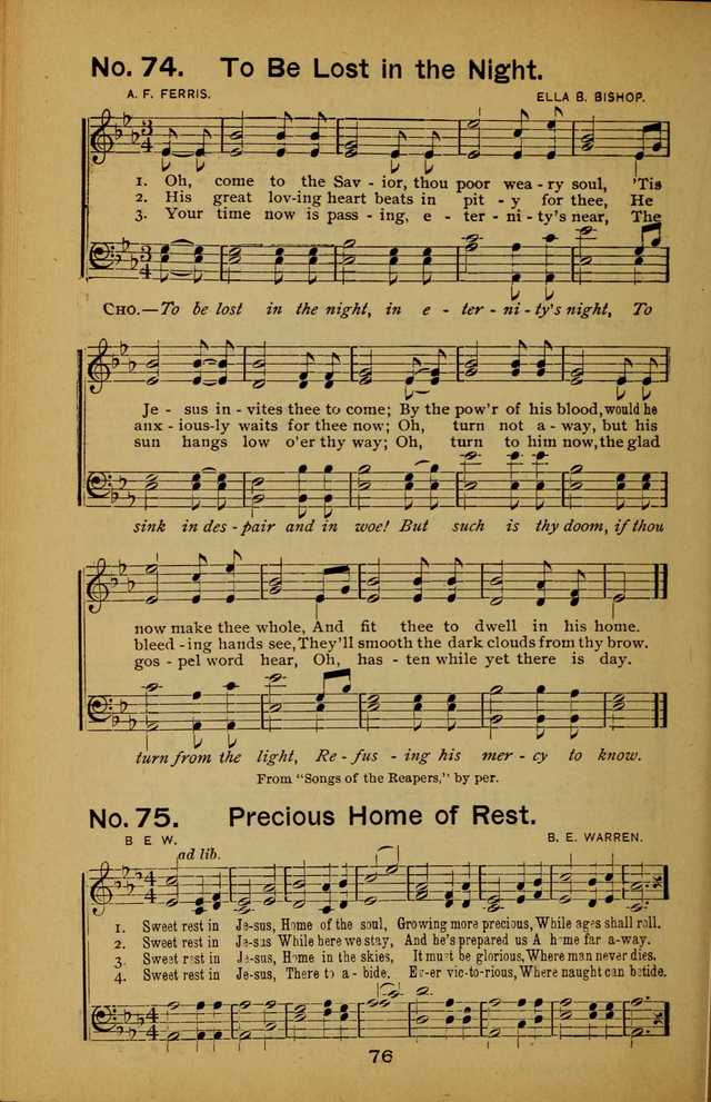 Songs of the Evening Light: for Sunday schools, missionary and revival meetings and gospel work in general page 76