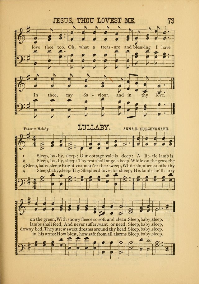 Silvery Echoes of Praise and Prayer: a collection of hymns and music, expecially adapted for children and youths in the primary and intermediate departments of the Sunday-school page 73