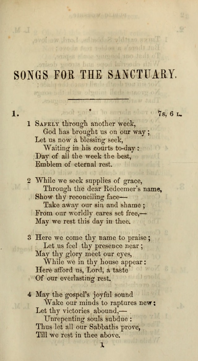 Songs for the Sanctuary; or, Psalms and Hymns for Christian Worship (Words only) page 1