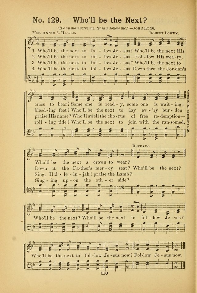 Select Gems: a choice collection of popular hymns and music for use in prayer meetings, the home and Sunday schools page 110