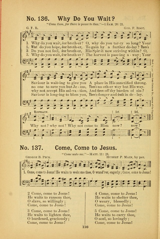 Select Gems: a choice collection of popular hymns and music for use in prayer meetings, the home and Sunday schools page 116