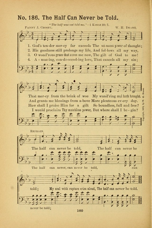 Select Gems: a choice collection of popular hymns and music for use in prayer meetings, the home and Sunday schools page 160