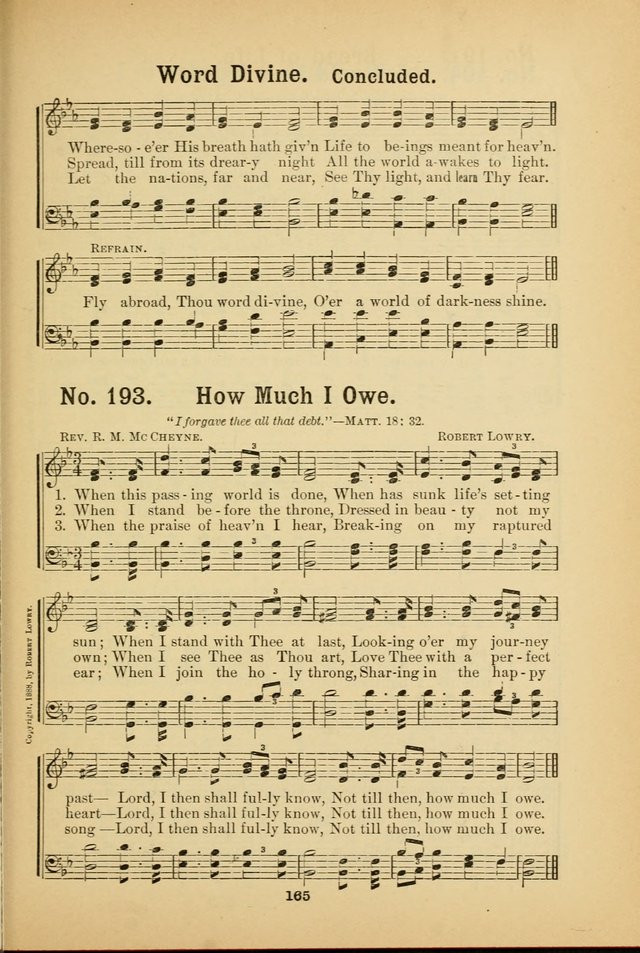 Select Gems: a choice collection of popular hymns and music for use in prayer meetings, the home and Sunday schools page 165