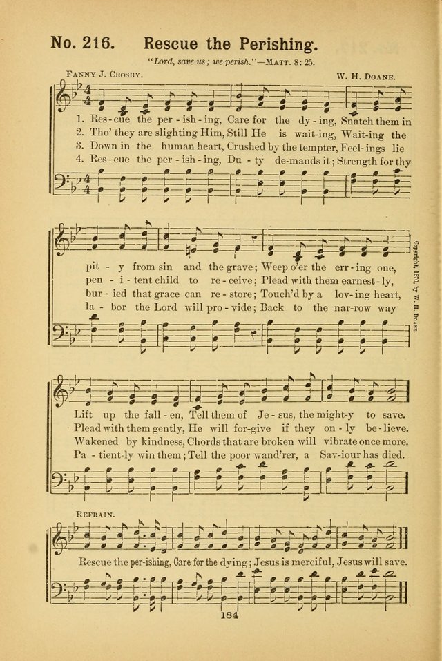 Select Gems: a choice collection of popular hymns and music for use in prayer meetings, the home and Sunday schools page 184