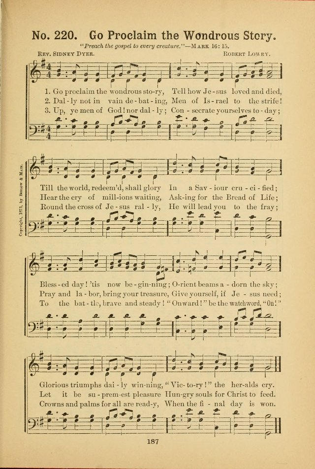 Select Gems: a choice collection of popular hymns and music for use in prayer meetings, the home and Sunday schools page 187