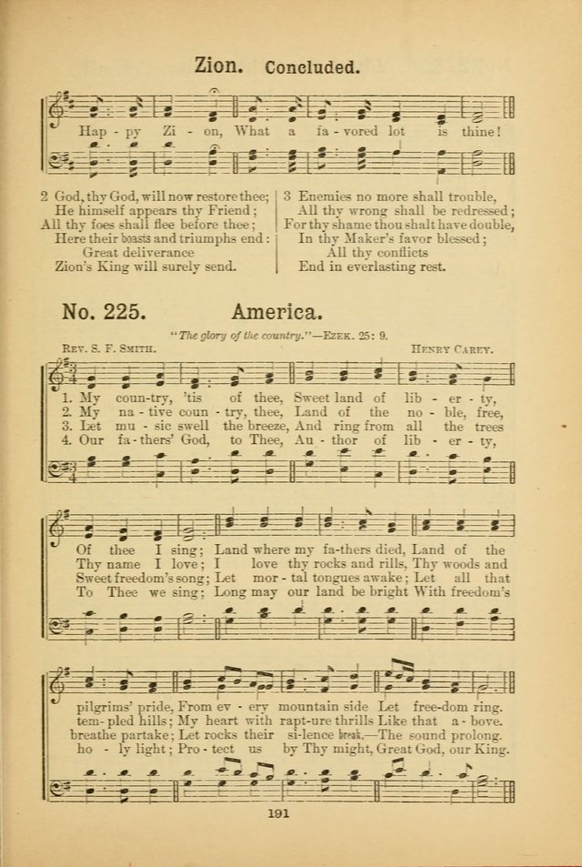 Select Gems: a choice collection of popular hymns and music for use in prayer meetings, the home and Sunday schools page 191