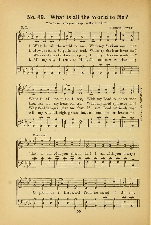 Select Gems: a choice collection of popular hymns and music for use in prayer meetings, the home and Sunday schools page 50