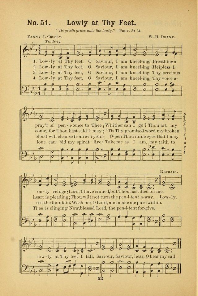 Select Gems: a choice collection of popular hymns and music for use in prayer meetings, the home and Sunday schools page 52