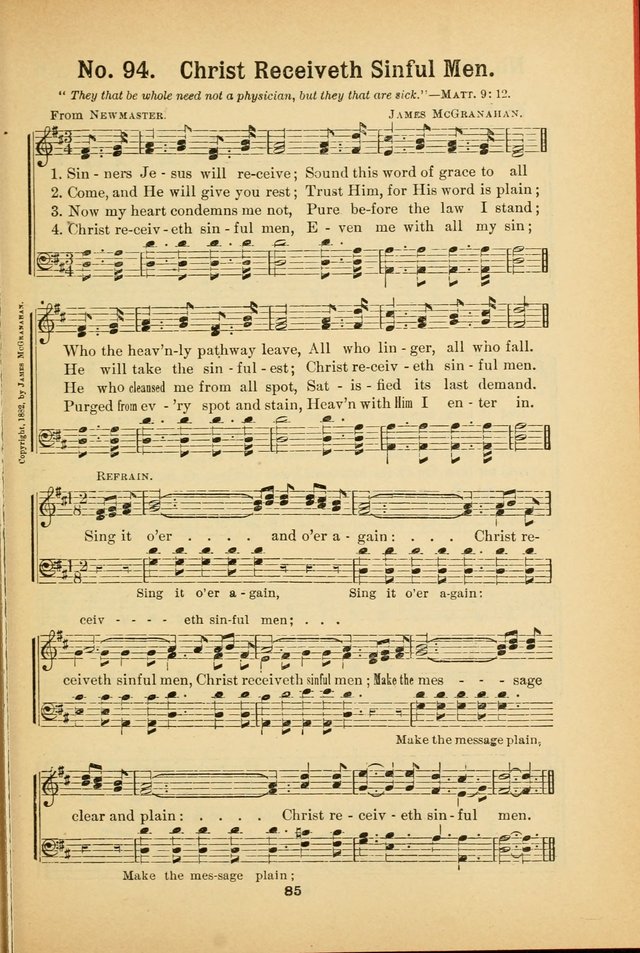 Select Gems: a choice collection of popular hymns and music for use in prayer meetings, the home and Sunday schools page 85