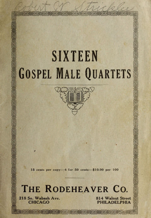 Sixteen Gospel Male Quartets page cover