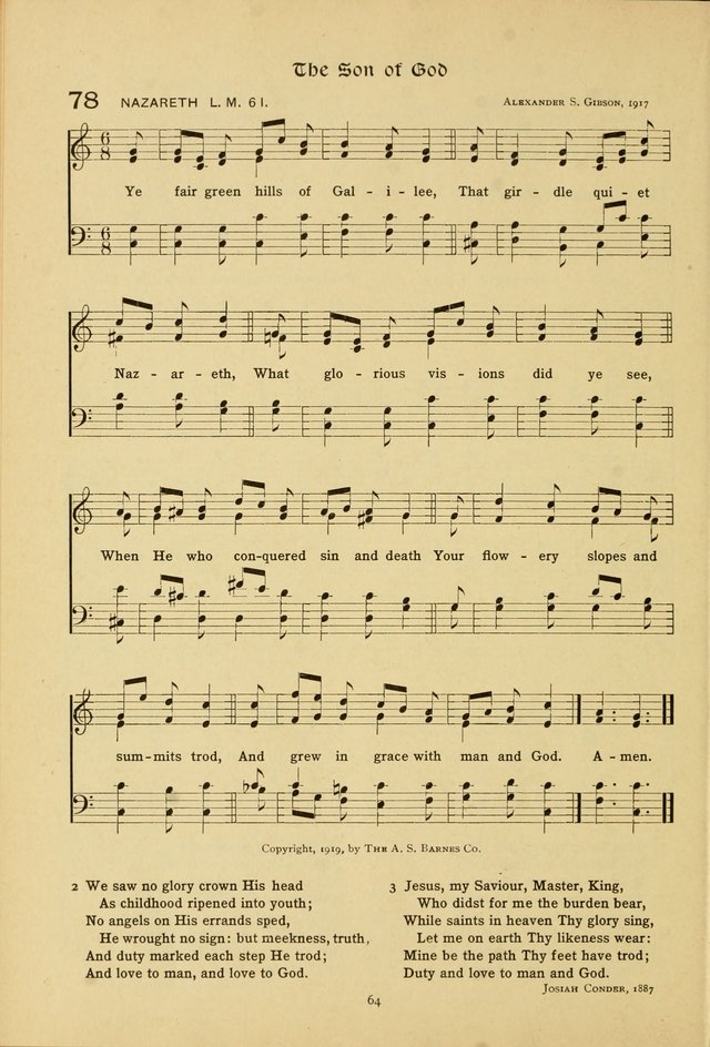 The School Hymnal: a book of worship for young people page 64