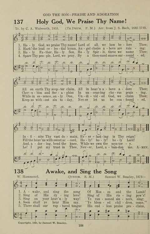 Service Hymnal: with responsive readings, appropriate for all Protestant religious activities page 100