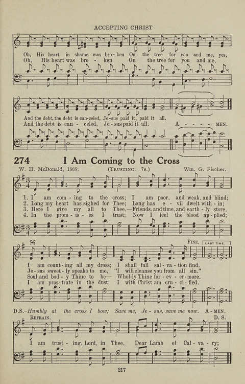 Service Hymnal: with responsive readings, appropriate for all Protestant religious activities page 209