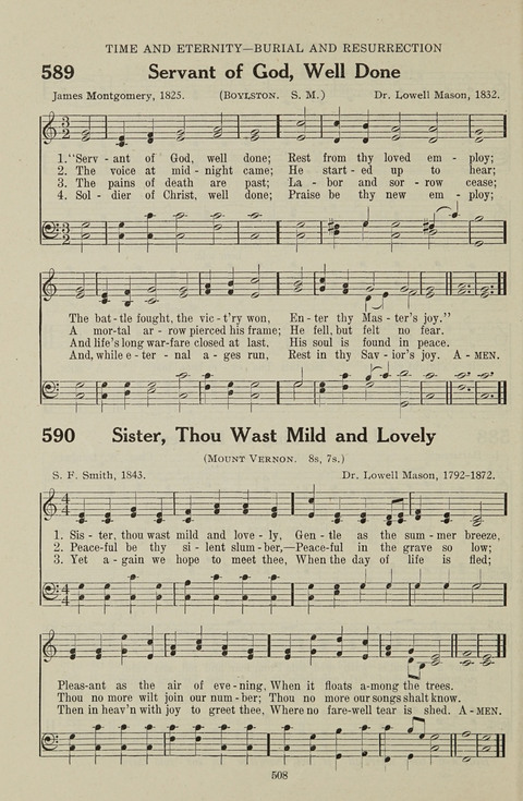 Service Hymnal: with responsive readings, appropriate for all Protestant religious activities page 500