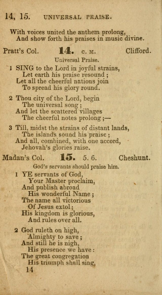 Select Hymns: adapted to the devotional exercises of the Baptist denomination (2nd ed.) page 14