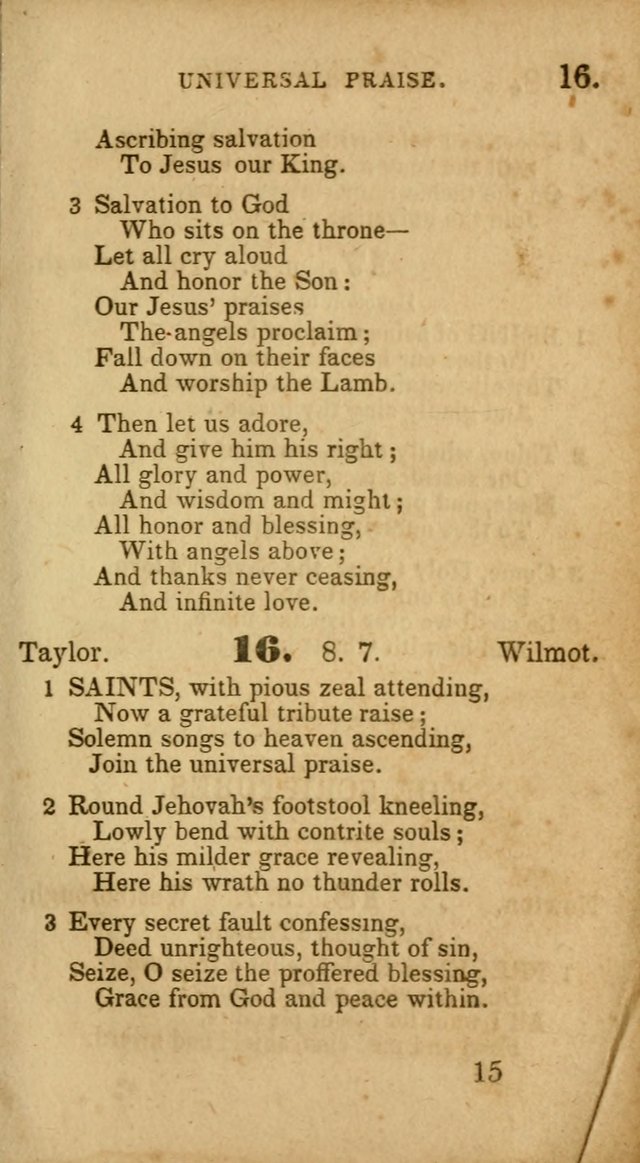 Select Hymns: adapted to the devotional exercises of the Baptist denomination (2nd ed.) page 15