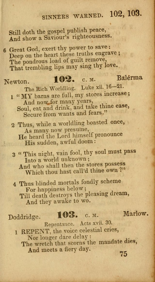 Select Hymns: adapted to the devotional exercises of the Baptist denomination (2nd ed.) page 75