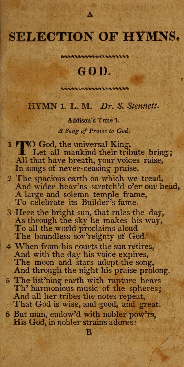 A Selection of Hymns from the Best Authors.: including a great number of originals: intended to be an appendix to Dr. Watts