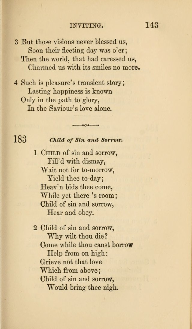 Social Hymn Book: Being the Hymns of the Social Hymn and Tune Book for the Lecture Room, Prayer Meeting, Family, and Congregation (2nd ed.) page 143