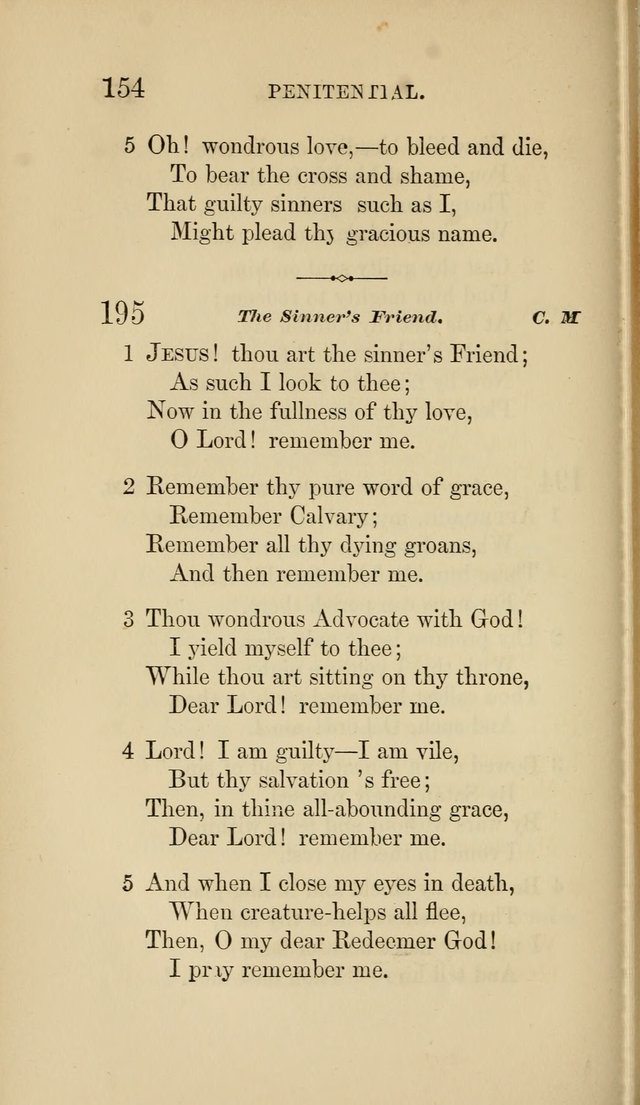 Social Hymn Book: Being the Hymns of the Social Hymn and Tune Book for the Lecture Room, Prayer Meeting, Family, and Congregation (2nd ed.) page 154