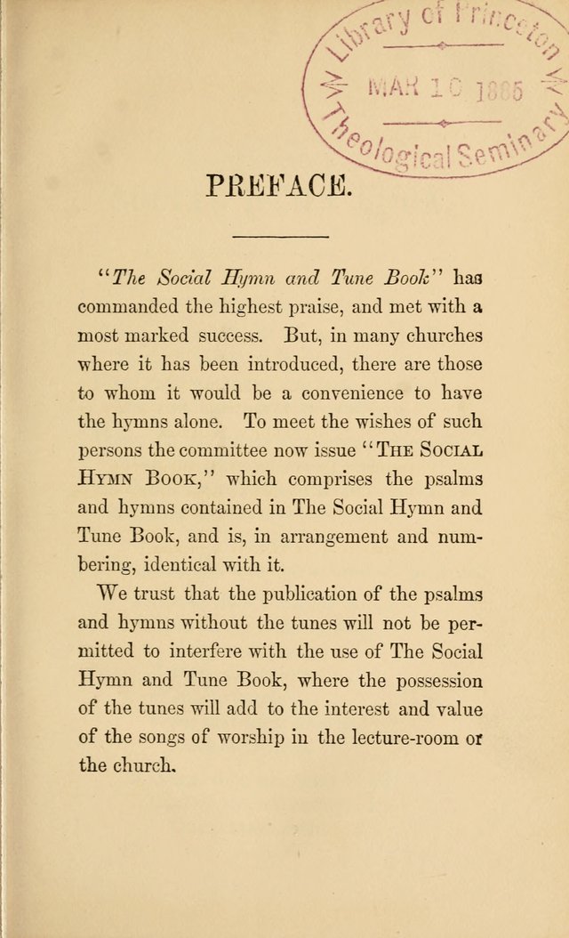 Social Hymn Book: Being the Hymns of the Social Hymn and Tune Book for the Lecture Room, Prayer Meeting, Family, and Congregation (2nd ed.) page 3