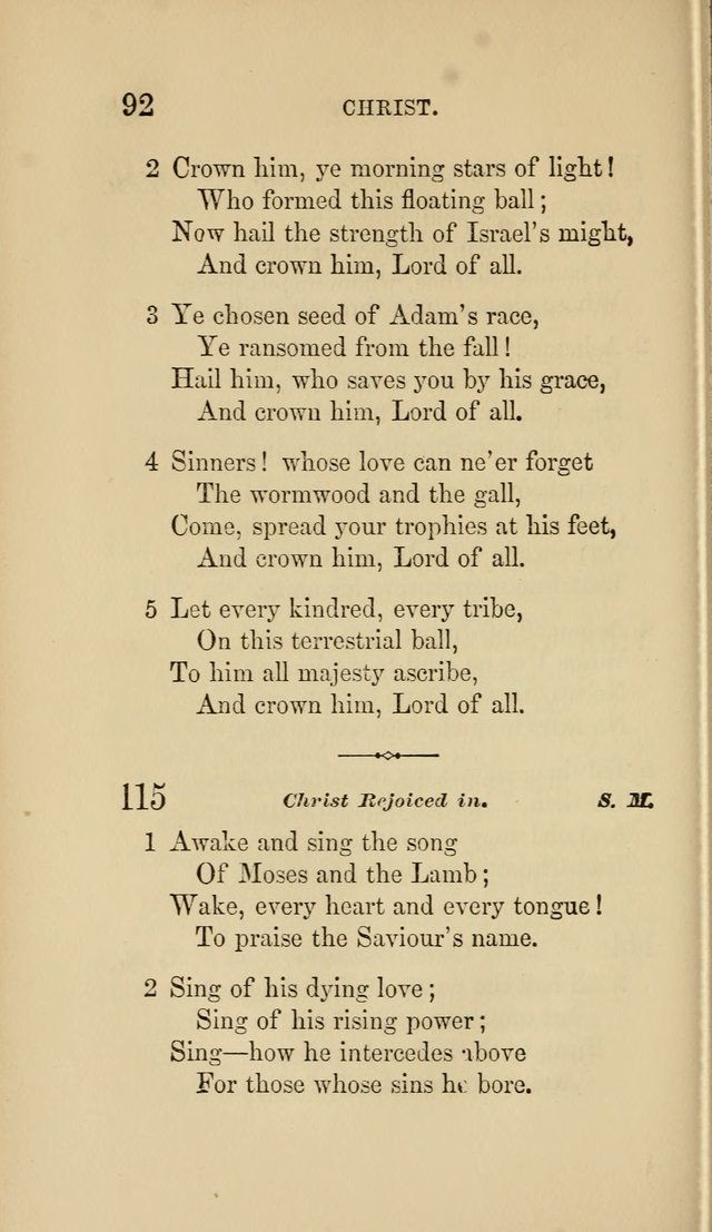 Social Hymn Book: Being the Hymns of the Social Hymn and Tune Book for the Lecture Room, Prayer Meeting, Family, and Congregation (2nd ed.) page 92