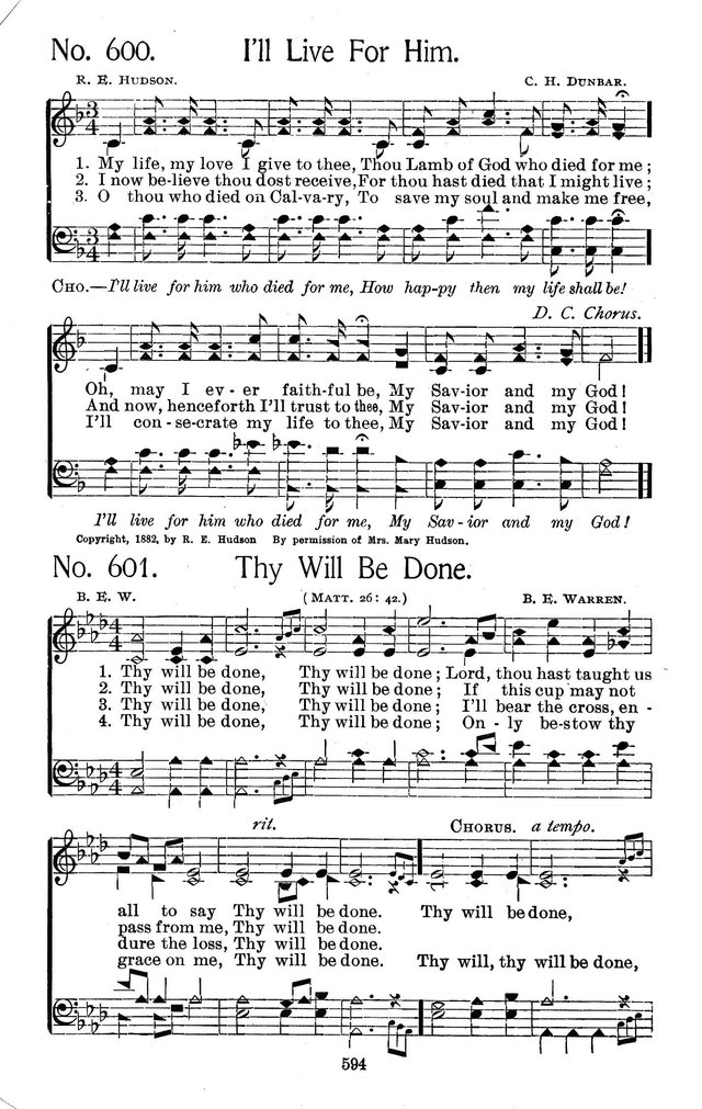 Select Hymns: for Christian worship and general gospel service page 594