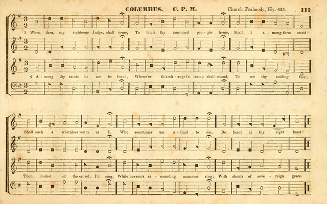 The Sacred Harp or Eclectic Harmony: a collection of church music, consisting of a great variety of psalm and hymn tunes, anthems, sacred songs and chants...(New ed., Rev. and Corr.) page 111