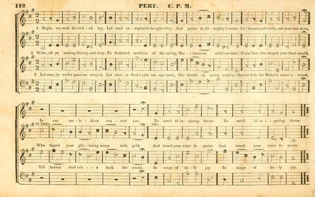 The Sacred Harp or Eclectic Harmony: a collection of church music, consisting of a great variety of psalm and hymn tunes, anthems, sacred songs and chants...(New ed., Rev. and Corr.) page 112