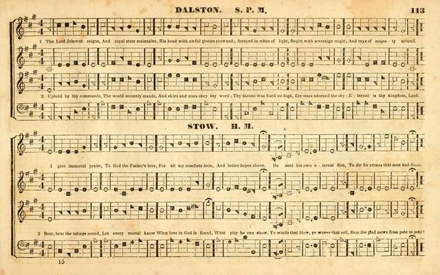 The Sacred Harp or Eclectic Harmony: a collection of church music, consisting of a great variety of psalm and hymn tunes, anthems, sacred songs and chants...(New ed., Rev. and Corr.) page 113