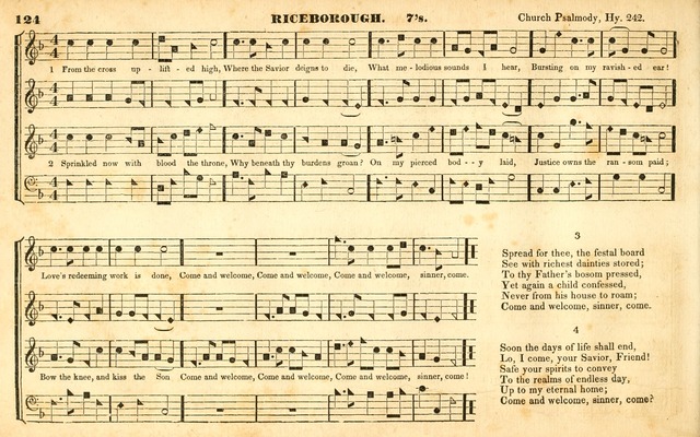 The Sacred Harp or Eclectic Harmony: a collection of church music, consisting of a great variety of psalm and hymn tunes, anthems, sacred songs and chants...(New ed., Rev. and Corr.) page 124