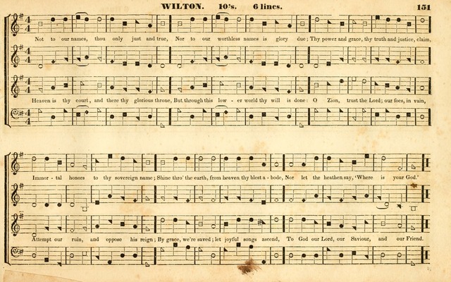 The Sacred Harp or Eclectic Harmony: a collection of church music, consisting of a great variety of psalm and hymn tunes, anthems, sacred songs and chants...(New ed., Rev. and Corr.) page 151