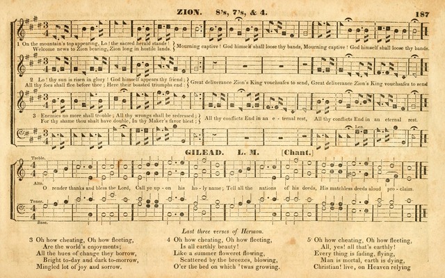 The Sacred Harp or Eclectic Harmony: a collection of church music, consisting of a great variety of psalm and hymn tunes, anthems, sacred songs and chants...(New ed., Rev. and Corr.) page 187