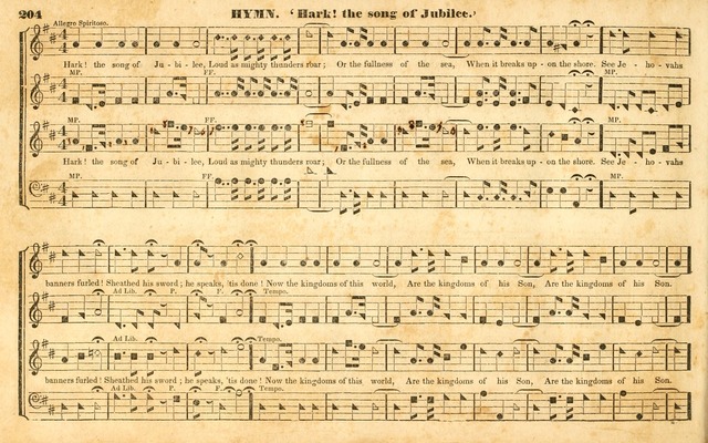 The Sacred Harp or Eclectic Harmony: a collection of church music, consisting of a great variety of psalm and hymn tunes, anthems, sacred songs and chants...(New ed., Rev. and Corr.) page 204