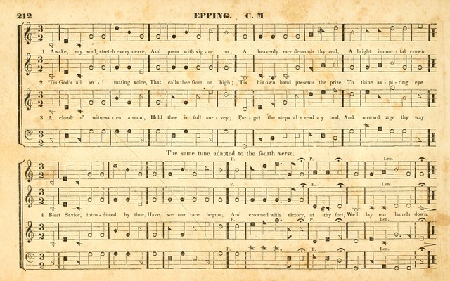 The Sacred Harp or Eclectic Harmony: a collection of church music, consisting of a great variety of psalm and hymn tunes, anthems, sacred songs and chants...(New ed., Rev. and Corr.) page 212